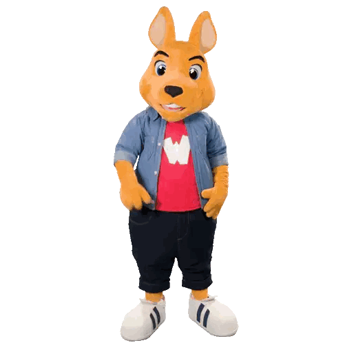 Kangaroo Mascot In Red W Shirt Sticker