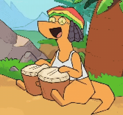 Kangaroo Wearing Rasta Hat GIF