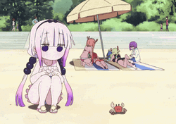 Kanna Kamui Eating Crabs GIF