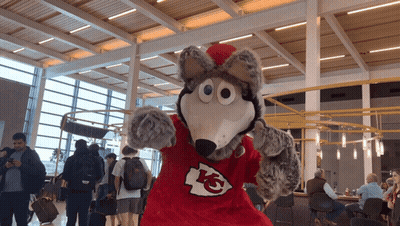 Kansas City Chiefs Mascot In Red Shirt With KC Logo GIF