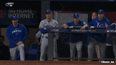 Kansas City Royals Baseball Players Standing On Dugout GIF