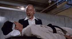 Karate Kid Miyagi Healing Scene GIF