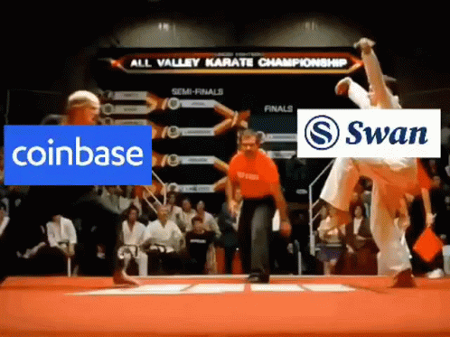 Karate Match Between Coinbase And Swan GIF