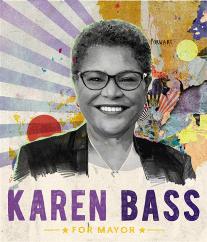 Karen Bass Smiling For Mayor Poster GIF