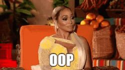 Karen Huger Oop Reaction In Interview GIF