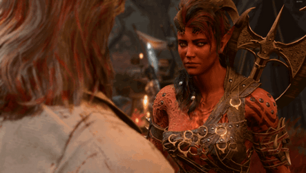 Karlach Nodding Talking To Someone GIF