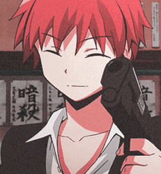 Karma Akabane Laughing Gun GIF