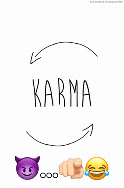 Karma Surrounded By Smiley Faces And Arrows GIF