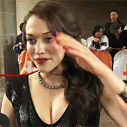 Kat Dennings Interview Fixing Hair GIF