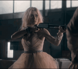Katherine Mcnamara Holding Shotgun GIF