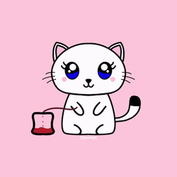 Kawaii Cat Collecting Blood GIF