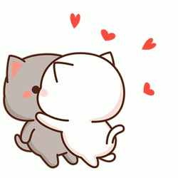 Kawaii Cat Mochi Kiss GIF