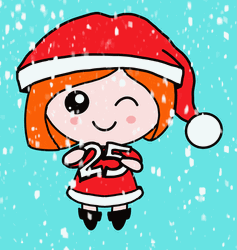 Kawaii Christmas Cartoon Girl Blink GIF