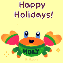 Kawaii Christmas Crab Cartoon GIF