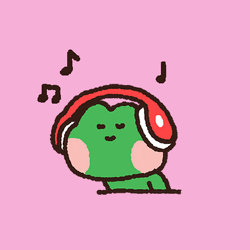 Kawaii Frog In Headphone GIF