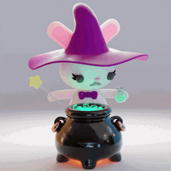 Kawaii Halloween 3D Bunny Witch Potion GIF