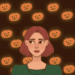 Kawaii Halloween Doll Jack-O'-Lanterns GIF
