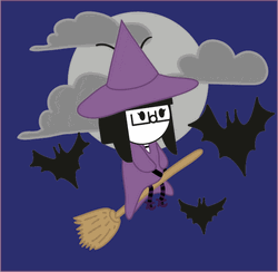 Kawaii Halloween Flying Witch Bats GIF