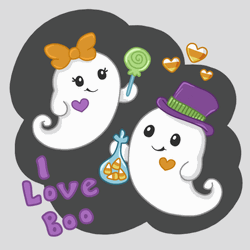 Kawaii Halloween I Love Boo Couple GIF
