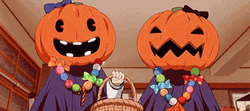 Kawaii Halloween Pumpkin Heads Hyouka GIF