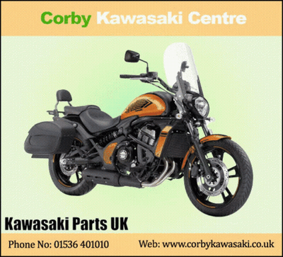 Kawasaki Parts UK Advertisement With Motorcycle GIF