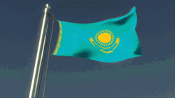 Kazakhstan Flag Waving At Sky
