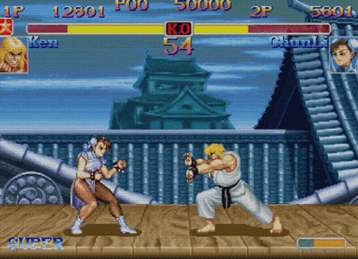 Ken And Chun Li Fighting GIF