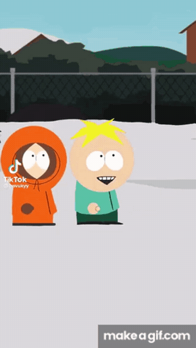 Kenny And Butters Standing On Snowy Field GIF