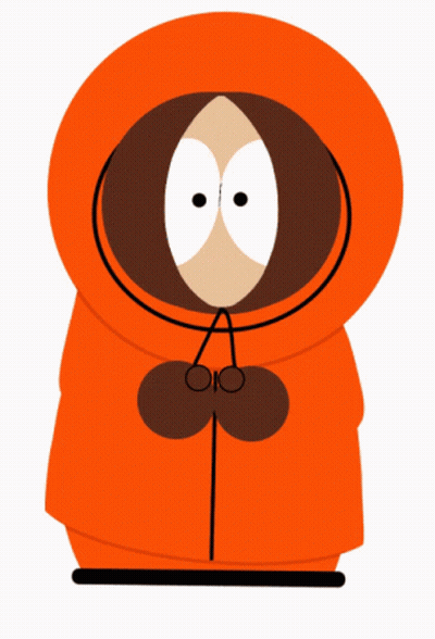 Kenny From South Park In Orange Hoodie And Glasses GIF