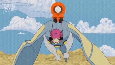 Kenny From South Park Riding Dinosaur GIF