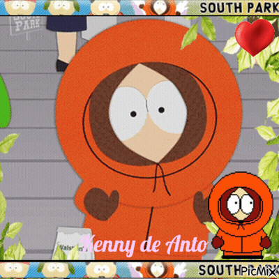 Kenny From South Park Surrounded By Leaves And Heart GIF