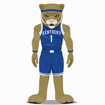 Kentucky Basketball Mascot In Blue Jersey And Shorts GIF