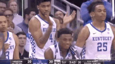 Kentucky Basketball Players Standing On Court GIF