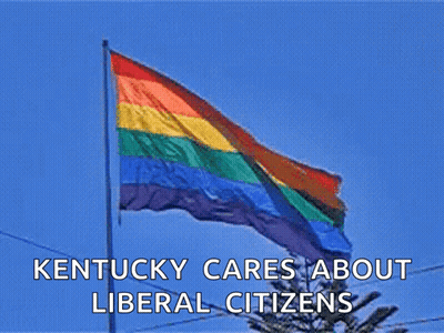 Kentucky Cares About Liberal Citizens With Rainbow Flag GIF