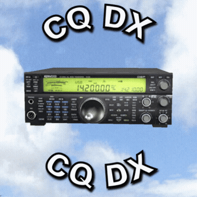Kenwood CQ DX Radio Against Blue Sky GIF