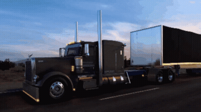 Kenworth Semi Truck Driving Down Road GIF