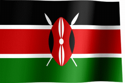 Kenyan Flag With Red White Green Shield GIF