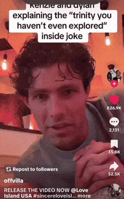Kenzie And Dylan Explaining The " Trinity You Haven 'T Even Explored Inside Joke " GIF