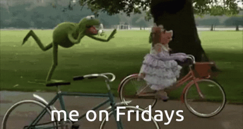 Kermit And Miss Piggy Riding Bicycles GIF