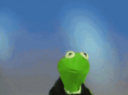 Kermit Dancing With Gradient Blue And Green Background GIF