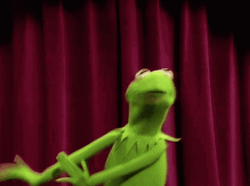 Kermit Dancing With Red Curtain As Background GIF