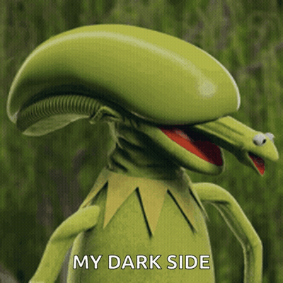 Kermit Frog Alien Head Says My Dark Side GIF