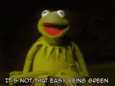 Kermit Saying It's Not Easy Being Green In Dark Room GIF