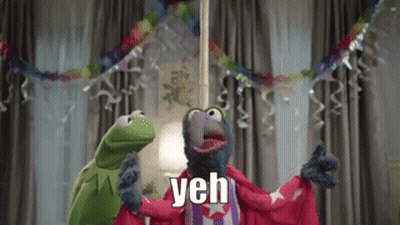 Kermit The Frog And Elmer Fudd From The Muppets Are Standing Next To Each Other In A Living Room . GIF
