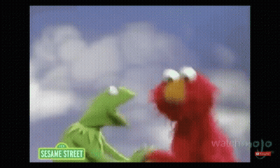 Kermit The Frog And Elmo Standing Together GIF