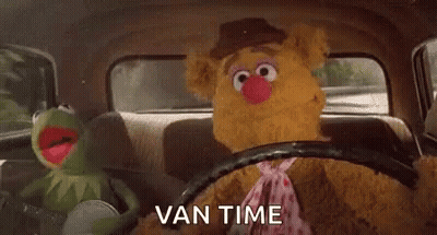 Kermit The Frog And Fozzie Bear Driving In Car GIF