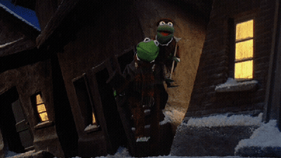 Kermit The Frog And Gingerbread Man Walking GIF