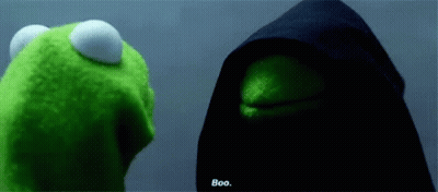 Kermit The Frog And Grim Reaper Are Standing Next To Each Other In The Dark . GIF