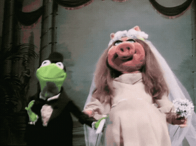 Kermit The Frog And Miss Piggy Bride And Groom GIF