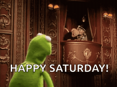 Kermit The Frog At Podium Saying Happy Saturday GIF